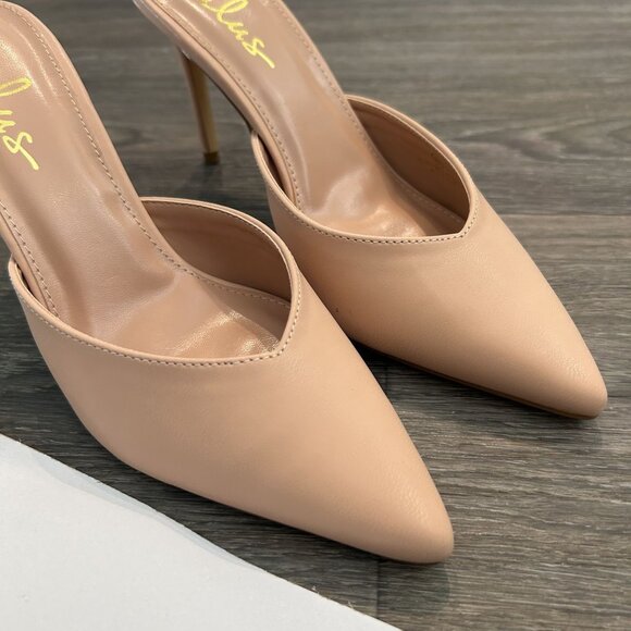 NEW Lulus SZ 8 Frae Naked Hazelnut Pointed Toe Mules Stiletto Heels Blush Pink - Picture 9 of 11